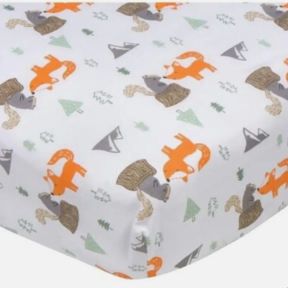 New Gerber Woodland Fitted Crib Sheets Fox Squirrel - Picture 6 of 6